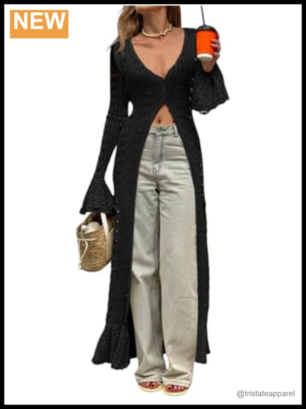 Women's Crochet Long Cardigan Boho Maxi Lace Duster Coat